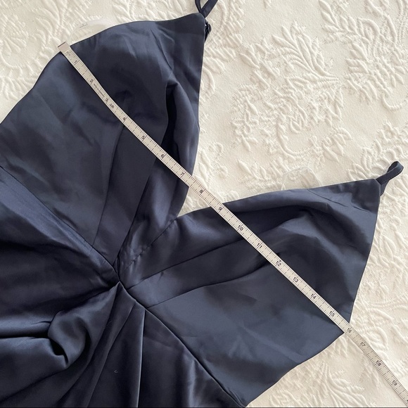 NWOT Lulus Caught Feelings Navy Blue Satin Ruffled Midi Dress Small Medium Large - Picture 15 of 16